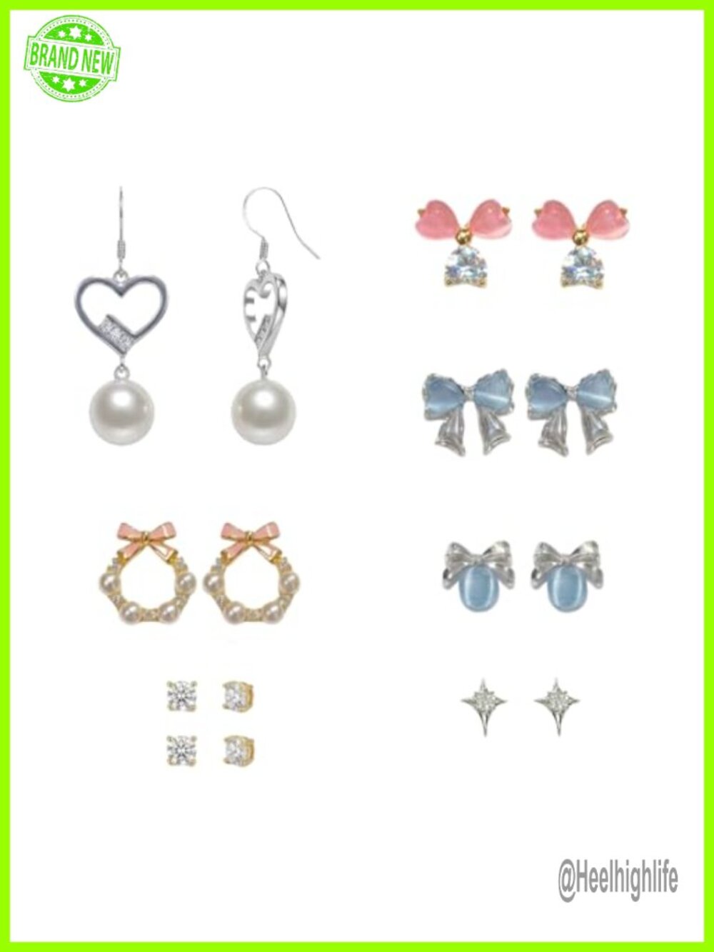 7 Pairs Dainty Earring Set 14K Gold Plated Hypoallergenic Mini Studs Pearl Drop